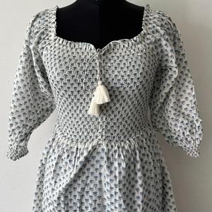 Vestido Midi Vintage para Mujer, 100% Algodón, Estampado a Mano, Cintura Natural, Tejido Transpirable, Sostenible y Atemporal - Product Image 3