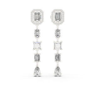 Boucles d'oreilles de luxe en or rose 14 carats avec diamant de laboratoire taille émeraude 3,10 carats certifié IGI |   Nouveau diamant cultivé - Product Image 2