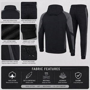 Professional Men's Hooded Sweat Tracksuit Cotton Fleece Pullover <b>Athletic</b> Running Gym Fitness Lifestyle Winter Wear Tracksuit - Product Image 5
