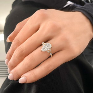 3.17 Carat Pear Shape Lab Diamond Seven-Stone <b>Ring</b> Elegant Diamond <b>Rings</b> Collection - Product Image 4