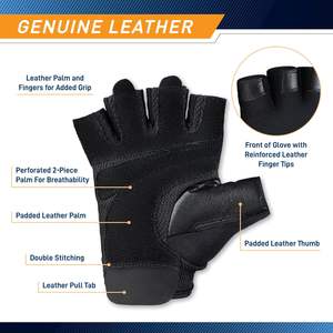 Gants rembourrés en cuir avec languettes de traction pour hommes et femmes, durables, ajustables pour la musculation, le cyclisme, la gym et l'entraînement - Product Image 5