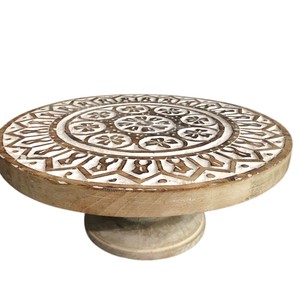 Base para Pastel Hecha a Mano con Madera de Mango y Pedestal Redondo Blanco para Bodas, Fiestas y Decoración Profesional de Pastelería - Product Image 4