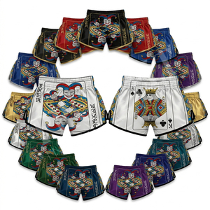 Shorts de Muay Thai personnalisés en satin de polyester avec design par sublimation, pour hommes, pour la boxe, le combat, séchage rapide, équipement d'entraînement - Product Image 1