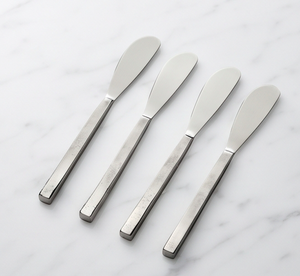 Juego de 4 cuchillos para queso de acero inoxidable, cuchillos para untar mantequilla con punta redonda, mangos de metal duraderos, utensilios de cocina - Product Image 3