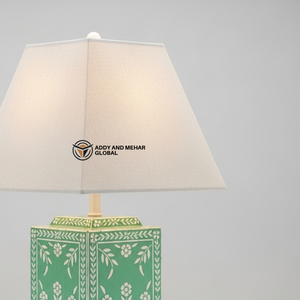 Handcrafted Bone Inlay <b>Table</b> <b>Lantern</b> with Floral Pattern Luxury Bedside Light Traditional Indian Art Decorative Desk <b>Lamp</b> - Product Image 2