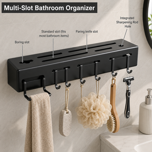 Premium 3-in-1 Bathroom Wall Organizer with Towel Holder and Toiletry <b>Storage</b> Rack - Product Image 3