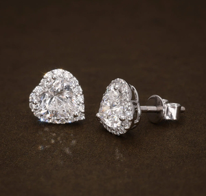 Bijoux fins, boucles d'oreilles en argent 925 avec diamants de laboratoire, taille brillant, couleur E - Product Image 2