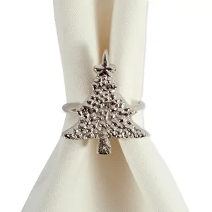 Elegant <b>Christmas</b> <b>Tree</b> Rhinestone Aluminum Napkin Ring American Style Design for Holiday <b>Table</b> Decor Glam Silver Tone Finish - Product Image 3