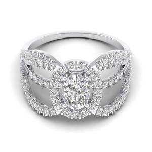 Bague de fiançailles REYES en or blanc 14 carats plaqué rhodium, diamant de laboratoire ovale de 1,4 carat, pour femme, bijoux fins - Product Image 1