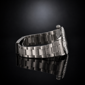 Custom Limited Edition Factory Wholesale Mens <b>Watch</b> Steel <b>Case</b> Diamond Bezel Black Surface Stainless Steel Link Automatic New - Product Image 5