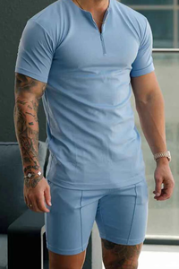 Conjunto Deportivo de Verano Personalizado de Dos Piezas para Hombre, Pantalones Cortos con Camiseta, Diseño Sólido, Ropa de Playa, Servicio OEM, Estilo Casual - Product Image 6