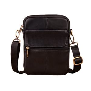 Vintage Leather Crossbody <b>Bags</b> Unisex Vertical Shoulder Casual <b>Small</b> <b>Messenger</b> Large Capacity Durable Zipper Soft Lightweight - Product Image 1