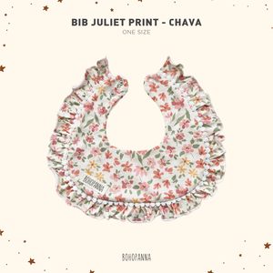 Bavoir bébé Chava imprimé floral à volants, en coton doux, serviette d'alimentation et d'épaulette, bouton-pression réglable, taille unique, Bohopanna Goods - Product Image 1