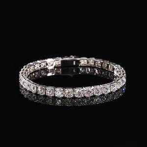 Bracelet en argent 925 avec diamants, coupe ronde brillante, couleur D, moissanite, bracelet de mariage classique pour femme - Product Image 3