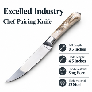 Cuchillo de Cocina J2 de Acero Hecho a Mano Personalizado, Cuchillo de Chef de Alta Calidad con Mango de Cuerno de Ciervo - Product Image 1