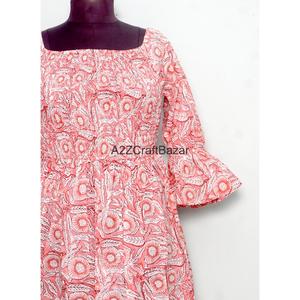 Vestido Maxi Casual de Algodón 100% Puro con Estampado Floral Vintage, Cuello sin Solapa, Ajuste Holgado y Mangas Cortas Acampanadas - Venta al por Mayor - Product Image 3