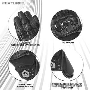 Guantes de Motocicleta de Cuero con Logotipo Personalizado, Transpirables, Recubiertos de Poliuretano, Venta al Por Mayor de Fábrica, Alto Rendimiento, Fibra de Carbono, para Carreras - Product Image 4