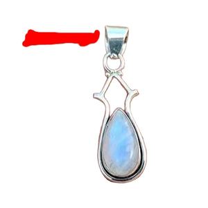 Charm de Plata de Ley 925 con Calcedonia Aqua Vintage, Certificado IGI, Chapado en Rodio, Hecho a Mano, Forma de Pera, 12x15 mm, Engastado en Bisel, para Mujer - Product Image 4