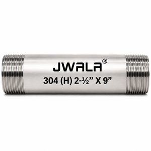 Raccord de tuyauterie industriel en acier inoxydable 304 durable, diamètre 2-1/2 pouces, longueur 9 pouces, filetage mâle - Product Image 2