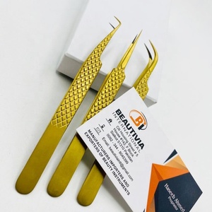 Pince à épiler de beauté à pointe de fibre pince à épiler d'extension de cils en acier durable avec logo personnalisé/petite pince à épiler plasma en or quantité minimale de commande en gros - Product Image 5