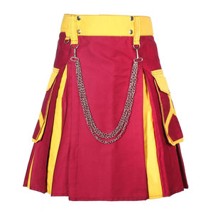 Kilt écossais homme 2026, marron et jaune, style utilitaire, kilt moderne des Highlands, OEM ODM - Product Image 1