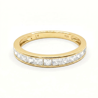Bague Éternité Classique Tendance en Argent Sterling 925 Plaqué Rhodium avec Zirconium, 4 Couches, pour Homme - Vente Flash
