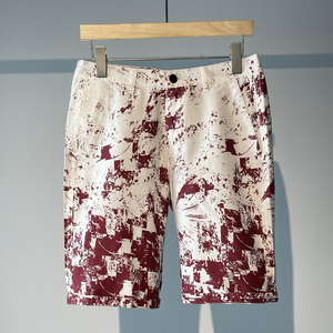 Men's Trendy <b>Printed</b> Five Quarter Shorts Summer Quick Dry Breathable <b>Canvas</b> Button Fly Beach Casual Lightweight Mid Waist Pants - Product Image 1