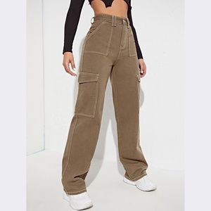 Outdoor fashion Jogger Blank Pants Custom Logo Multi Pockets Plain <b>Elastic</b> Hem Streetwear Cargo Pants women cargo pants - Product Image 5