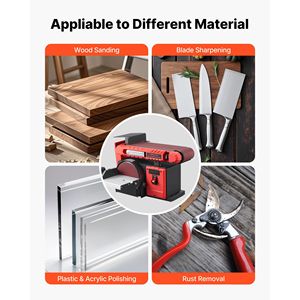 Levigatrice Professionale 400W con Disco da 6 Pollici e Nastro Abrasivo da 4 Pollici X 36 Pollici, con Piano di Lavoro Regolabile da 0 a 45 Gradi - Product Image 4