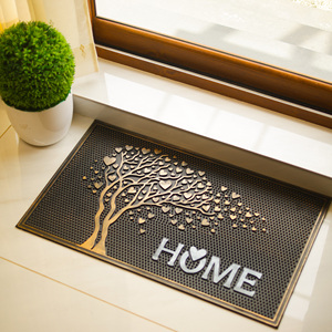 Tapis d'entrée en caoutchouc peint Heartwood Home avec support en PVC antidérapant, design cœur d'arbre, décoratif, résistant - Product Image 2