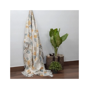 Manta de Algodón Estilo Tejido a Mano, 52 x 72 Pulgadas, 270 GSM, 36 Hilos, Estampado Geométrico, Borde con Flecos, Cubre Sofá, Textil para el Hogar Personalizado - Product Image 4