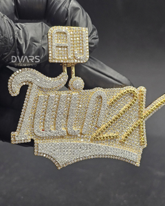 Grand pendentif personnalisé plaqué or, serti de moissanite VVS, avec nom ou lettre, style Hip Hop, avec attache, bijou de rappeur, cadeau pour homme - Product Image 4