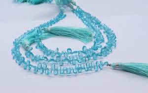 AAA Natural Sky Blue Apatite Faceted Pear Shape Briolette 4x6 MM Light Blue Apatite <b>Gemstone</b> Beads Strand Loose Apatite Beads - Product Image 3