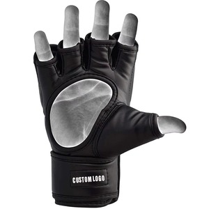 Gants de MMA personnalisés à demi-doigts en cuir PU avec fermeture Velcro, unisexes, pour l'entraînement aux arts martiaux, avec logo par transfert thermique - Product Image 3