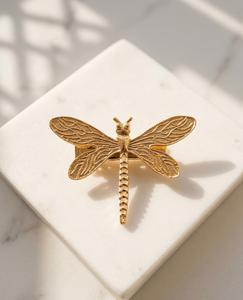 Anillo de libélula de latón chapado en oro para mujer, joyería hecha a mano - Product Image 2