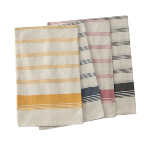 Serviettes de cuisine en coton crème avec rayures brunes, rectangulaires, tissées, lavables en machine - Product Image 2