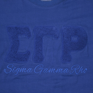 Camiseta de chenilla Sigma Gamma Rho Sorority Inc. Azul Rey para mujer, con gráfico de letras griegas, manga corta, cuello redondo, informal, personalizada - Product Image 4