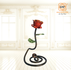 Sculpture de rose en fer forgé Khang Hung Phat, fleur bleue, décoration d'intérieur, artisanat artistique, fête d'anniversaire, fête des mères, Saint-Valentin - Product Image 5