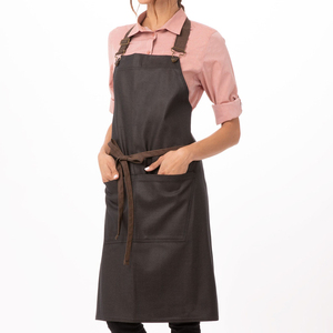Tablier en coton tricoté unisexe avec poches et bretelles réglables pour restaurants et bars - Product Image 1