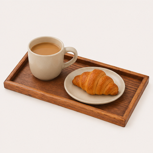 Bandeja Rectangular de Madera Maciza Hecha a Mano de Primera Calidad, Plato Decorativo Minimalista con Vetas Naturales para Té, Café y Desayuno - Product Image 2
