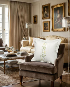 Fundas de Cojín Personalizadas al por Mayor con Bordado de Bonitas Flores de Margarita, de Lino y Algodón, Funcionales, Extraíbles y Lavables - Product Image 5