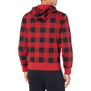 Sweat-shirt à capuche rouge zippé, coupe classique, décontracté, pour l'automne, 100% coton molletonné tricoté, couleur unie - Product Image 2