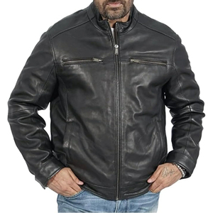 <b>Top</b> Selling <b>High</b> Quality Men's <b>Leather</b> Jacket Warm Windproof Standup Collar Biker Style Fashion Wear Genuine <b>Leather</b> Jacket - Product Image 5