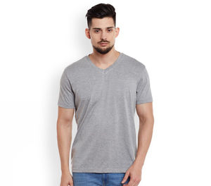 T-shirts pour hommes, été, sport, décontractés, extérieur, couleur unie, manches courtes, tissu en coton doux, col en V, logo personnalisé, respirant - Product Image 1