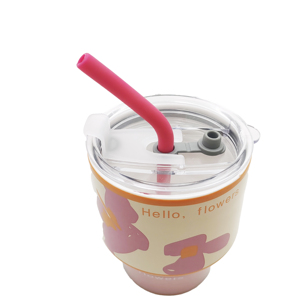 12oz Floral Pattern <b>Double</b> <b>Wall</b> Vacuum Insulated Stainless Steel Coffee Tumbler with Straw Lid - Product Image 4