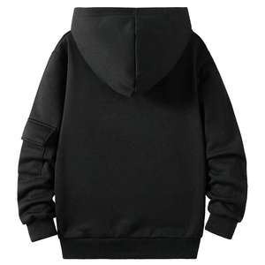 Sweat-shirt à capuche tactique noir pour homme, style streetwear, en coton, pull-over, style utilitaire, logo personnalisé, marque privée, fabricant en gros - Product Image 2