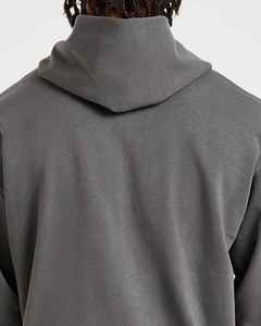 Sudadera con Capucha Extra Grande para Hombre, Color Sólido, Felpa, Estilo Casual, Tejido de Punto, Largo Regular, Gris, Personalizable OEM ODM, Sialkot, Pakistán - Product Image 4