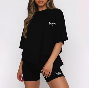 Ensemble de vêtements de sport d'été 2 pièces : haut à manches courtes et short de sport, ensemble short cycliste personnalisé pour femme - Product Image 1