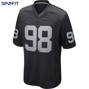 Maillot de football américain respirant 100 % polyester en maille, impression par transfert thermique, manches courtes, personnalisable avec nom, numéro et logo, vente en gros pour adultes - Product Image 1