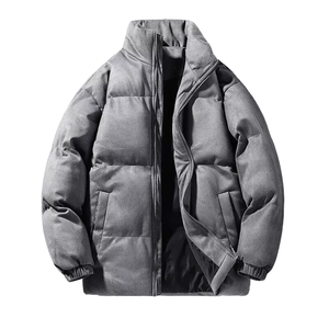 Blouson d'hiver matelassé pour homme, coupe-vent, enduit, écologique, avec capuche et col montant, en coton teint uni, personnalisable ODM/OEM - Product Image 4
